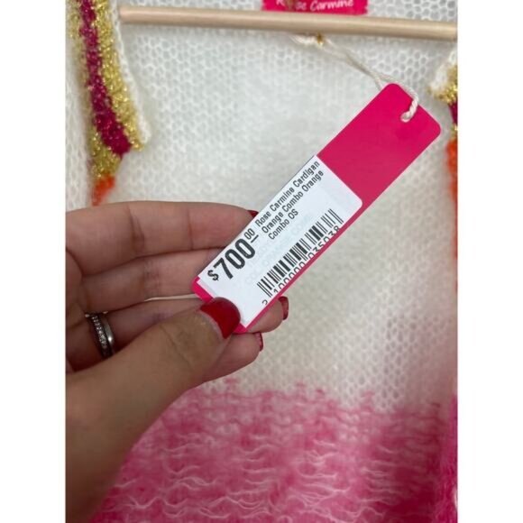 NWT Rose Carmine Oversized Ombré Mohair Blend Cardigan Pink White Size: OS - Picture 7 of 10